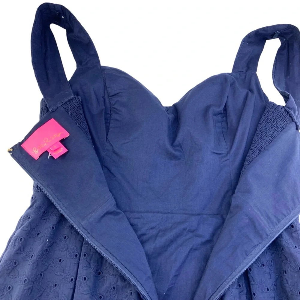 Lilly Pulitzer Cyndi Eyelet Sweetheart Fit and Flare Dress in Navy Blue - Picture 6 of 8